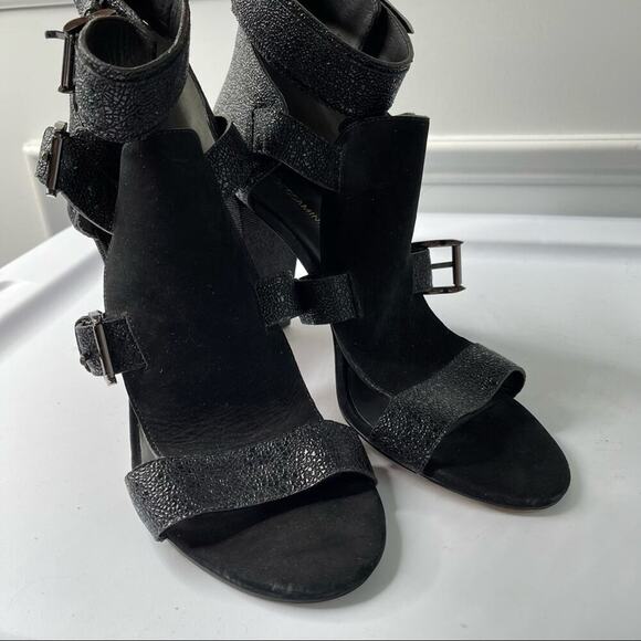 Rebecca Minkoff black metallic sky heeled sandals size 10 - Picture 4 of 6